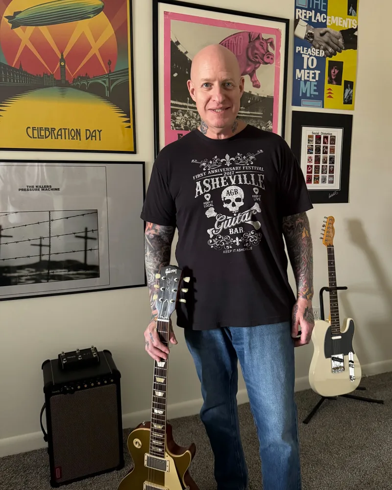 Joel Schantz in black t-shirt